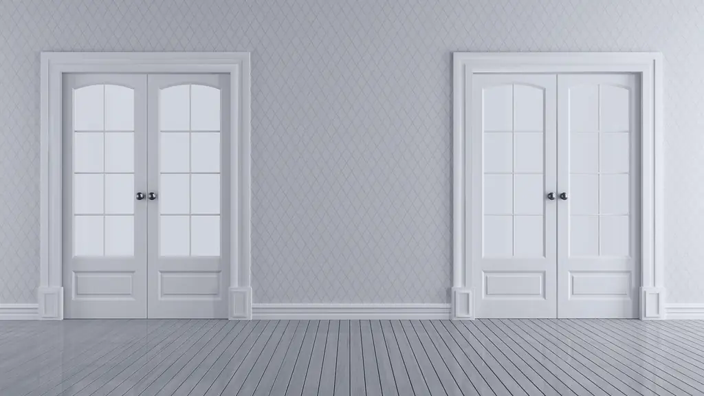 An empty room with nothing in it but two doors