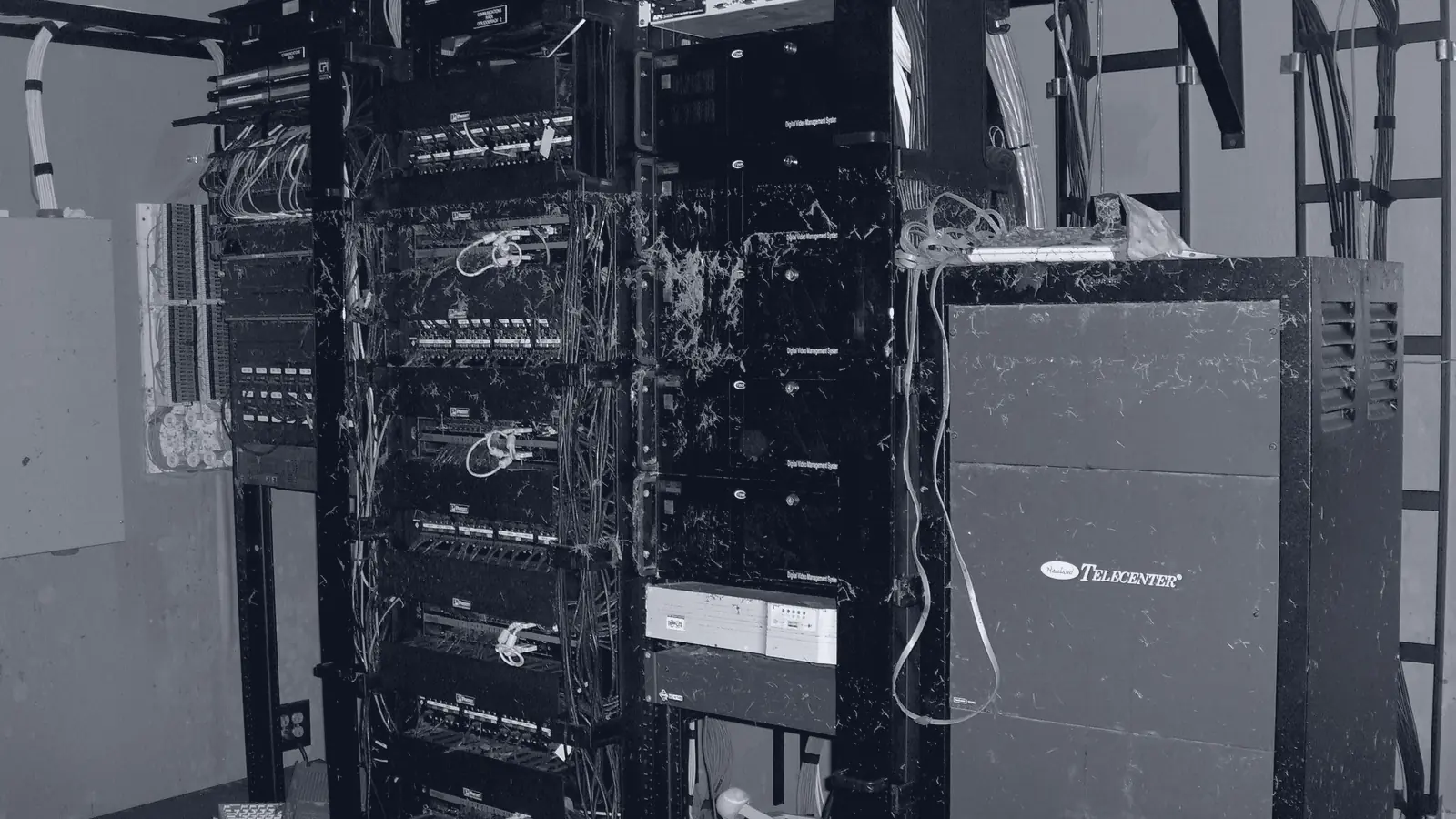 Racks of server hardware, cabled by hand